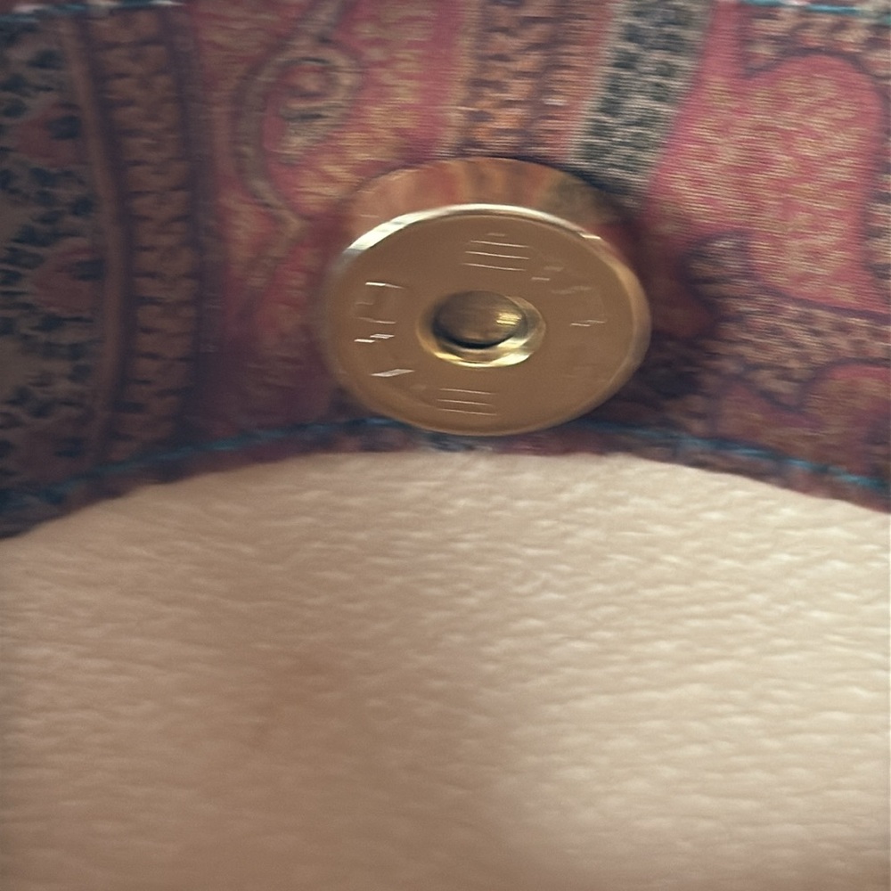Etro Mini Satchel European Luxury Top Handle Bag Paisley Print Amber & Green - Picture 6 of 8